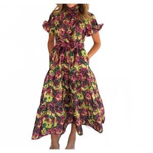 NEW SINCERELY OURS floral jacquard lena dress in green
